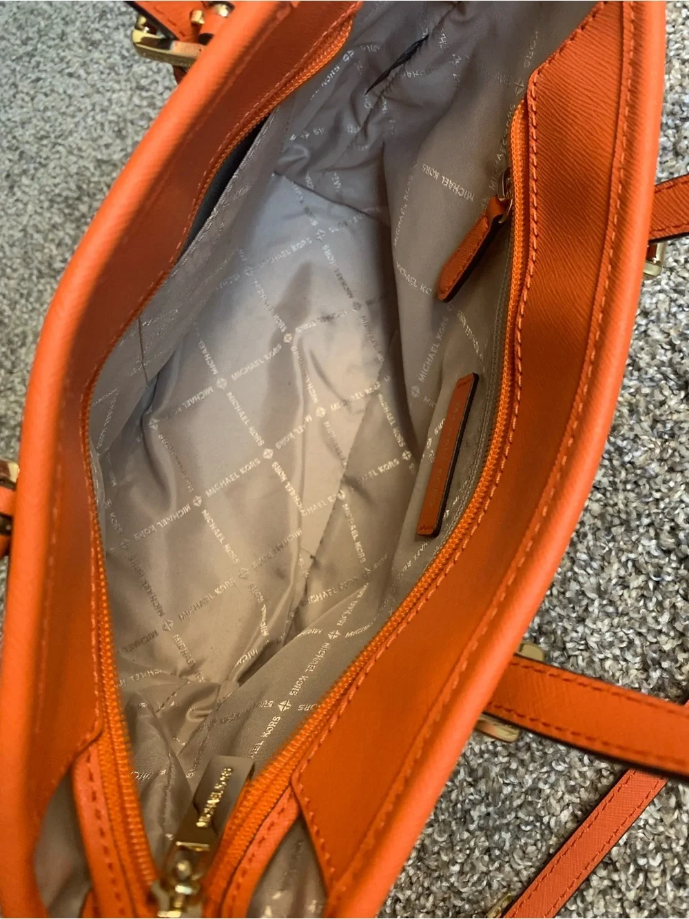 Michael Kors Brown Purse with Orange Trim